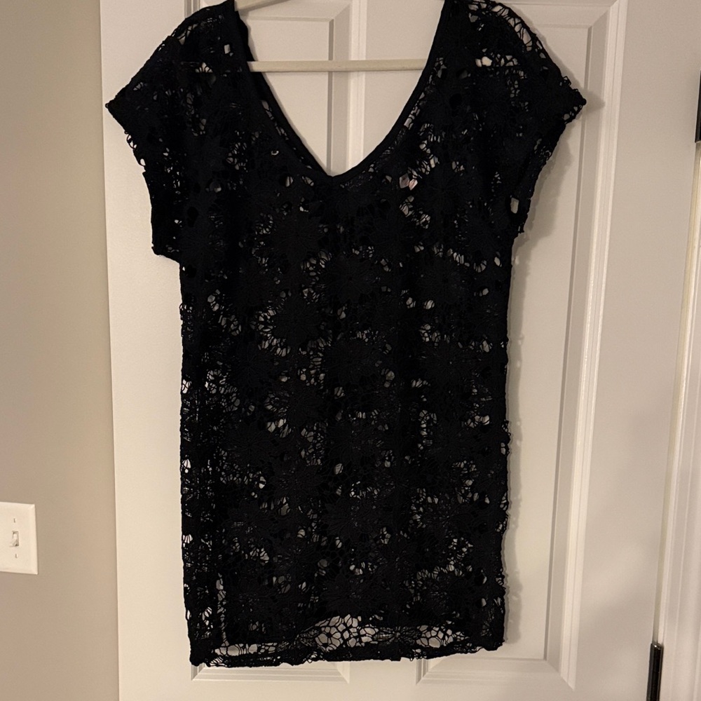 Chic Black Lace Coverup with Tassels